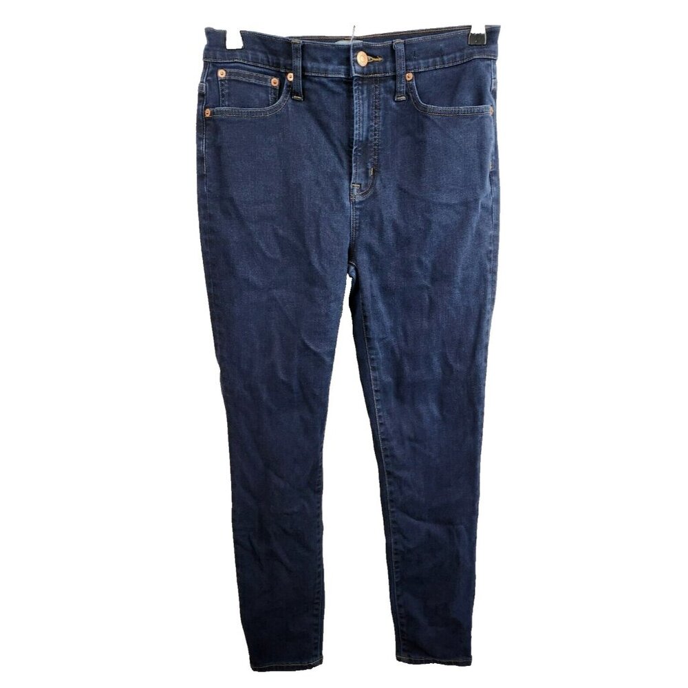J. Crew‎ Womens 10" High Rise Toothpick Jeans Sz 29 Dark Blue Denim Skinny Ankle